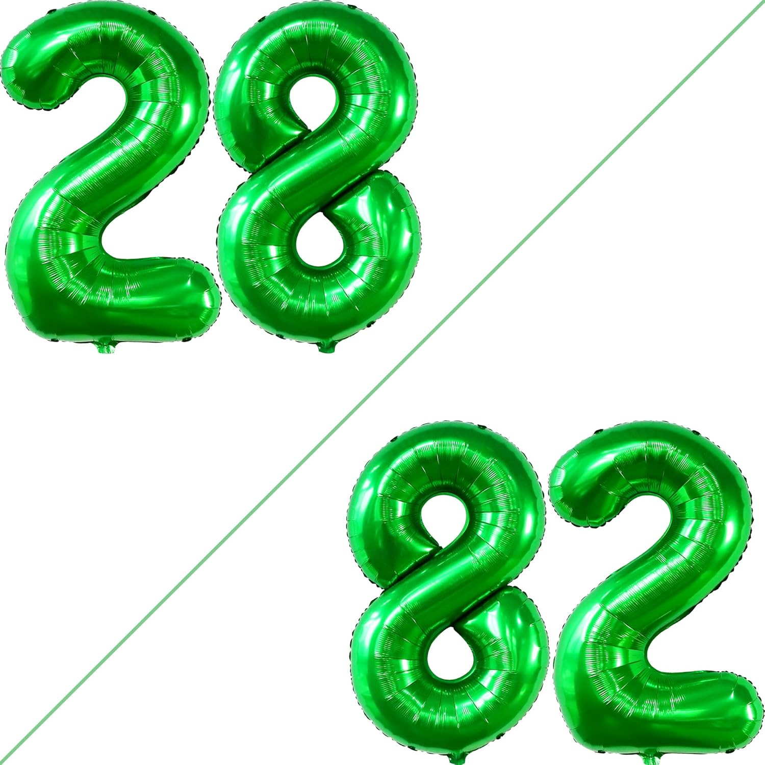 KatchOn, Globo verde oscuro del número 28 de 40 pulgadas, globo verde del número 28 para decoraciones de cumpleaños de 28 para mujeres, globos