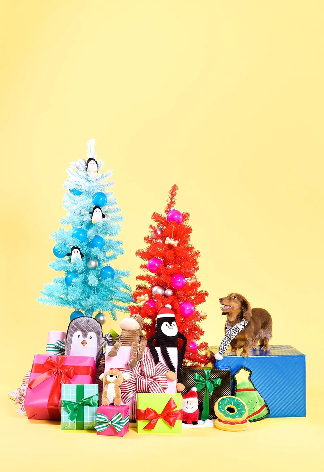ZippyPaws Juguete de Navidad arrugado para perros, regalos navideños de felpa chirriante para cachorros pequeños y medianos, rellenos interactivos