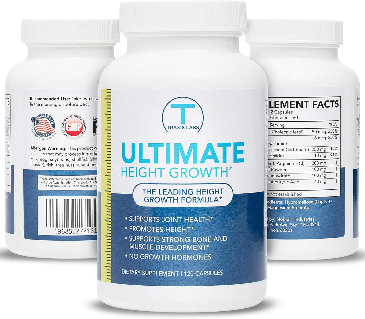 TRAXIS LABS Vitaminas para el crecimiento de la altura definitiva para adolescentes – Suplemento de crecimiento más alto – Píldoras de crecimiento –