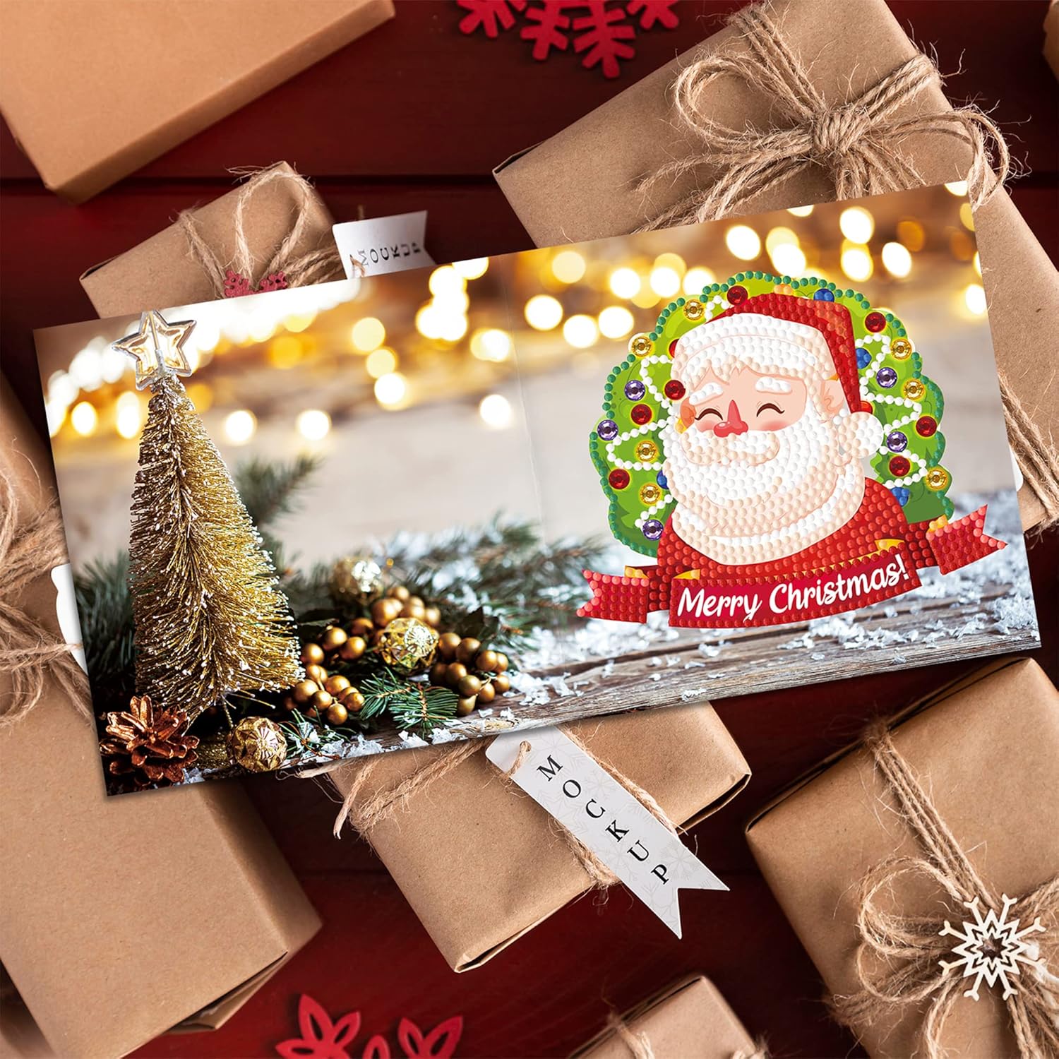 Huacan Tarjetas de Navidad 5D DIY Pintura Diamante Taladro Redondo Felicitación Tarjetas de Agradecimiento Creativas 12 Paquetes