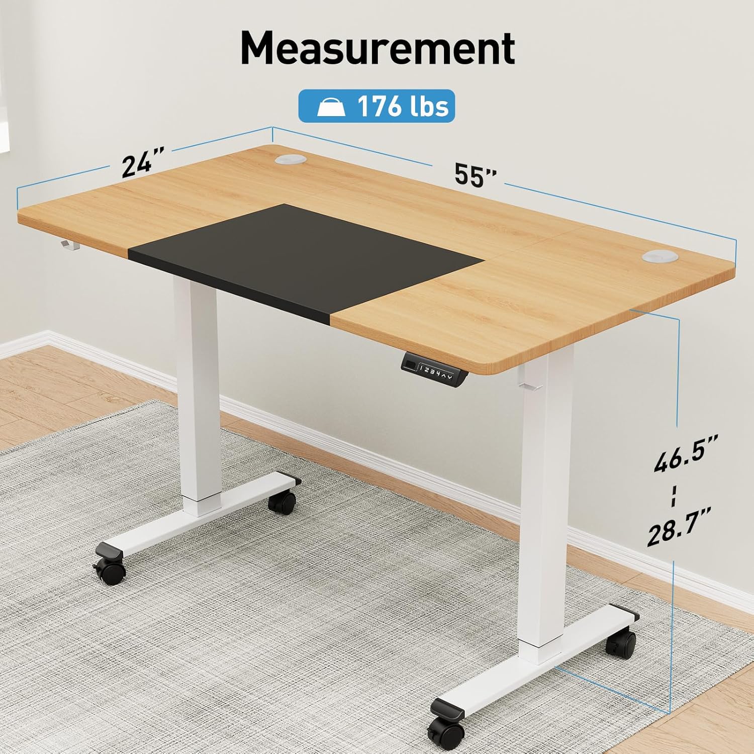 MOUNTUP Escritorio eléctrico de pie ajustable en altura, escritorio de pie con controlador de memoria, escritorio ergonómico de pie para oficina en