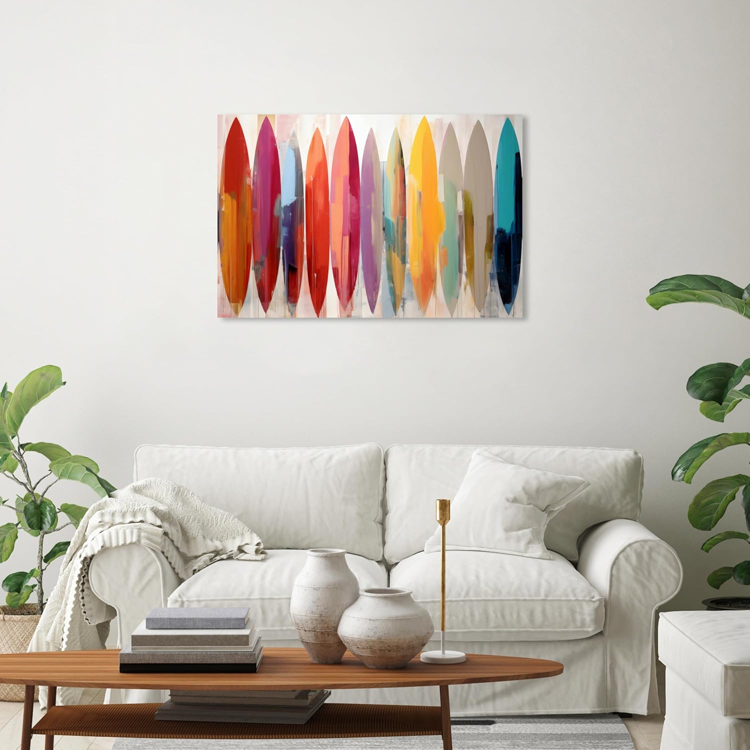 Wynwood Studio Lienzo enmarcado contemporáneo náutico y costero, tablas de surf abstractas, arte de pared para sala de estar, dormitorio y baño, 30