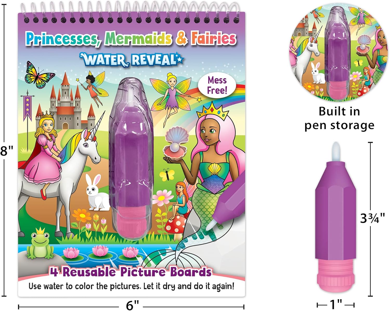 Teacher Created Resources Princesas, sirenas y hadas Water Reveal (TCR21009), rellenable