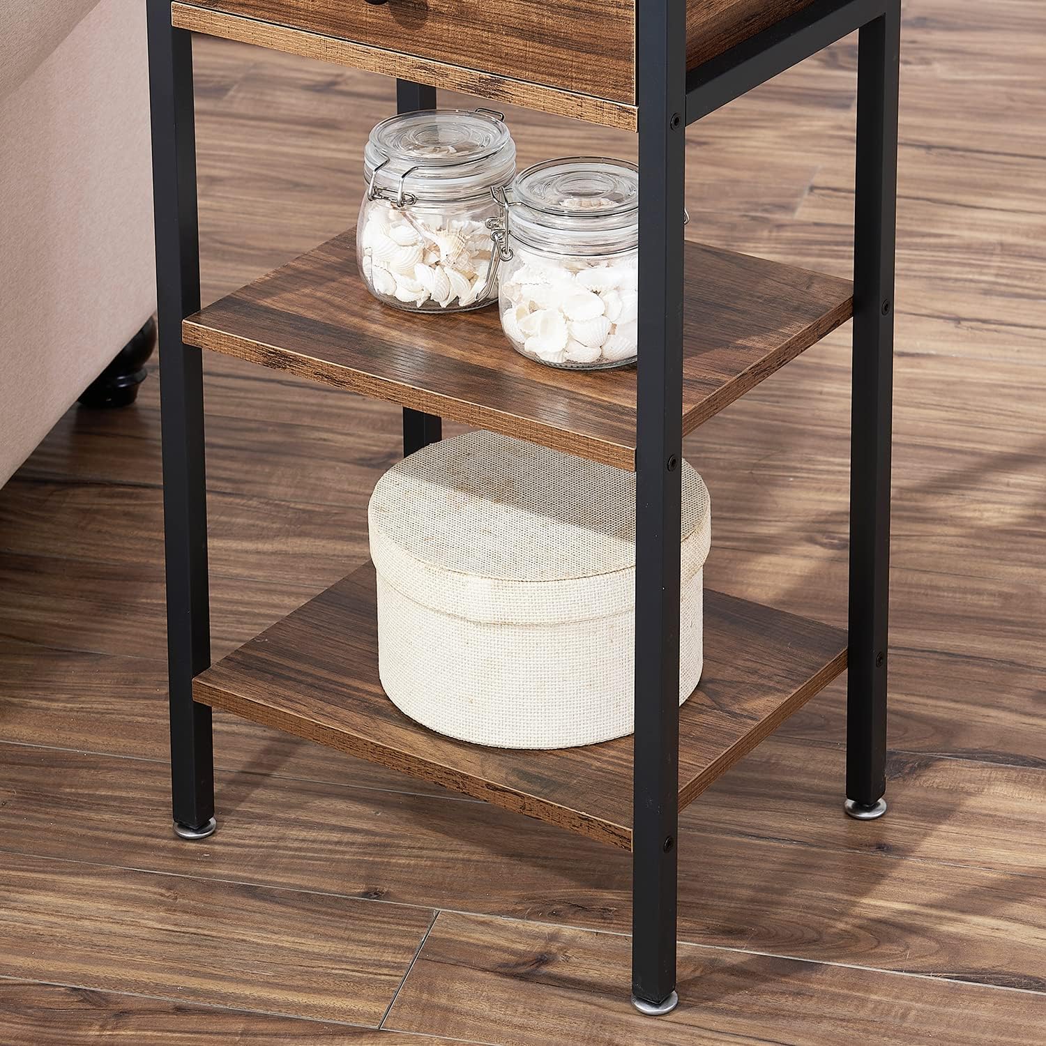 VECELO Mesita de noche, mesa auxiliar moderna con espacio de almacenamiento y cajón, mesitas de noche X-Design para sala de estar, dormitorio,