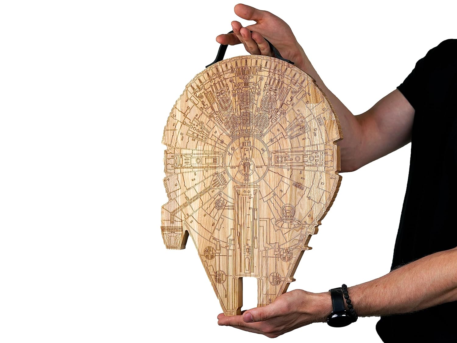 Millennium Falcon Cutting Board For Kitchen, Large Wood Chopping Board Set With Handle And Stand, Charcuterie Cheese Board With Holder, All-in-one
