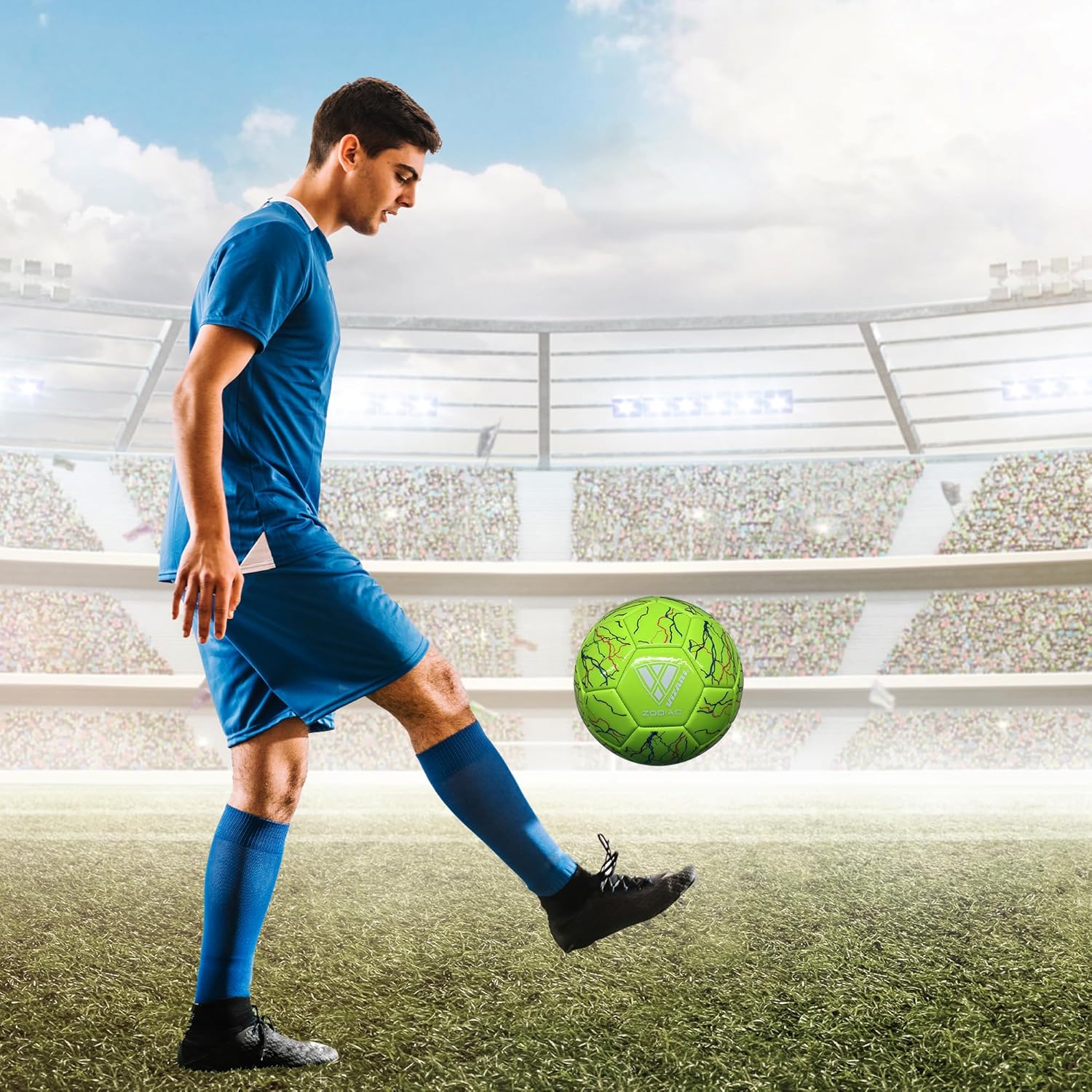 Vizari Zodiac Balón de fútbol para entrenamiento al aire libre y juego divertido  Pelota de fútbol al aire libre con vejiga de goma y cuero