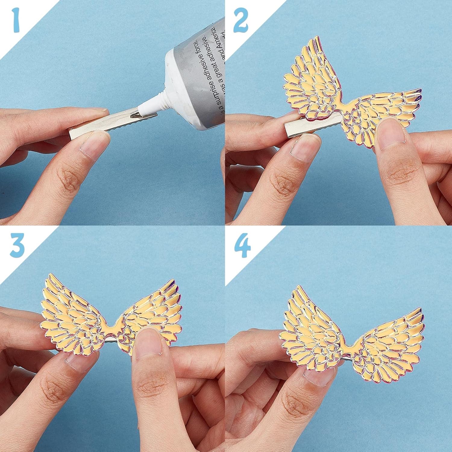 GORGECRAFT 40 piezas de alas de ángel láser de 2.5 pulgadas, parches de tela en relieve, apliques de 2 colores, mini alas para manualidades,