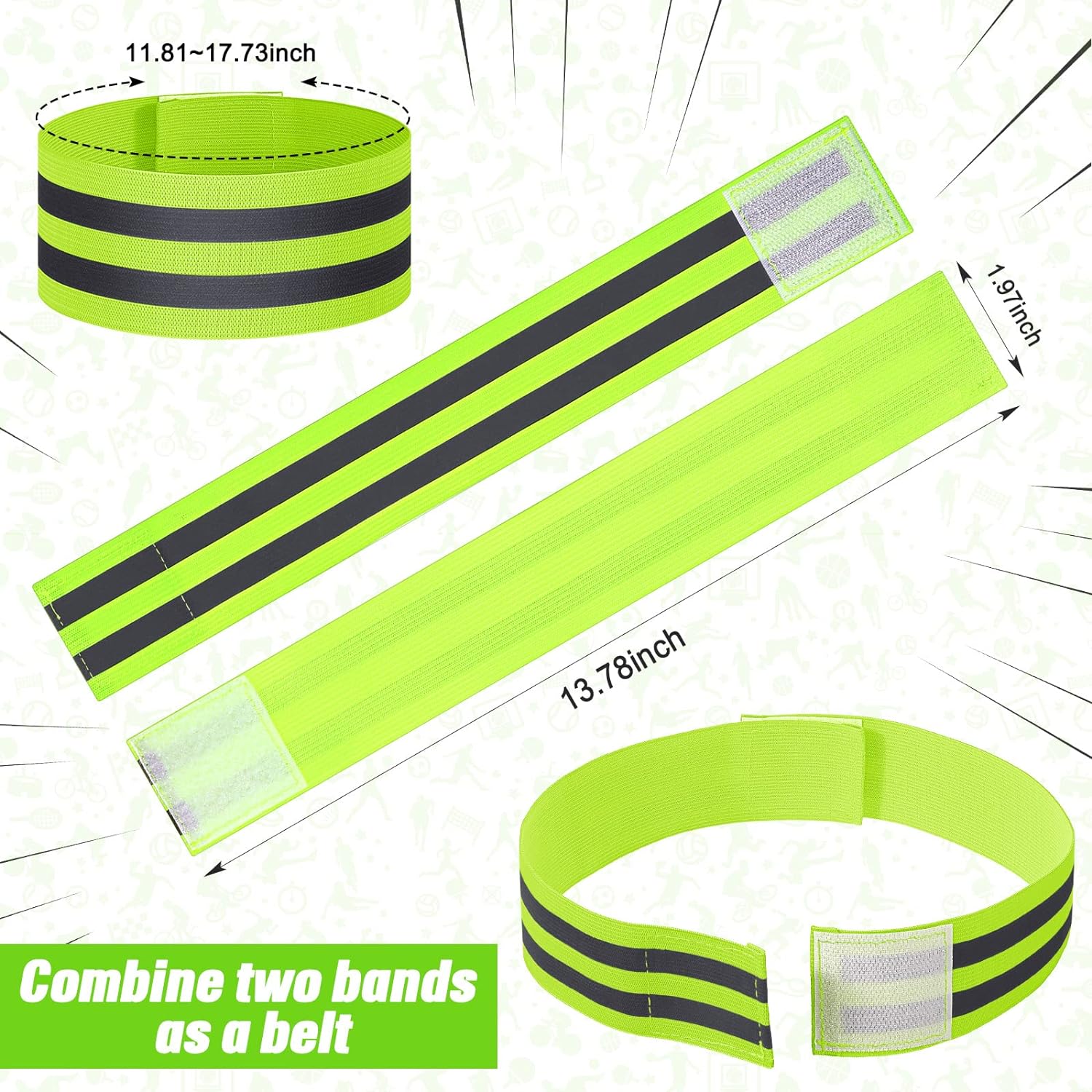 Yilloog 150 Pieces Reflective Arm Bands for Night Walking Reflective Ankle Band for Runners Reflective Wrist Band Cycling Reflective Running Gear