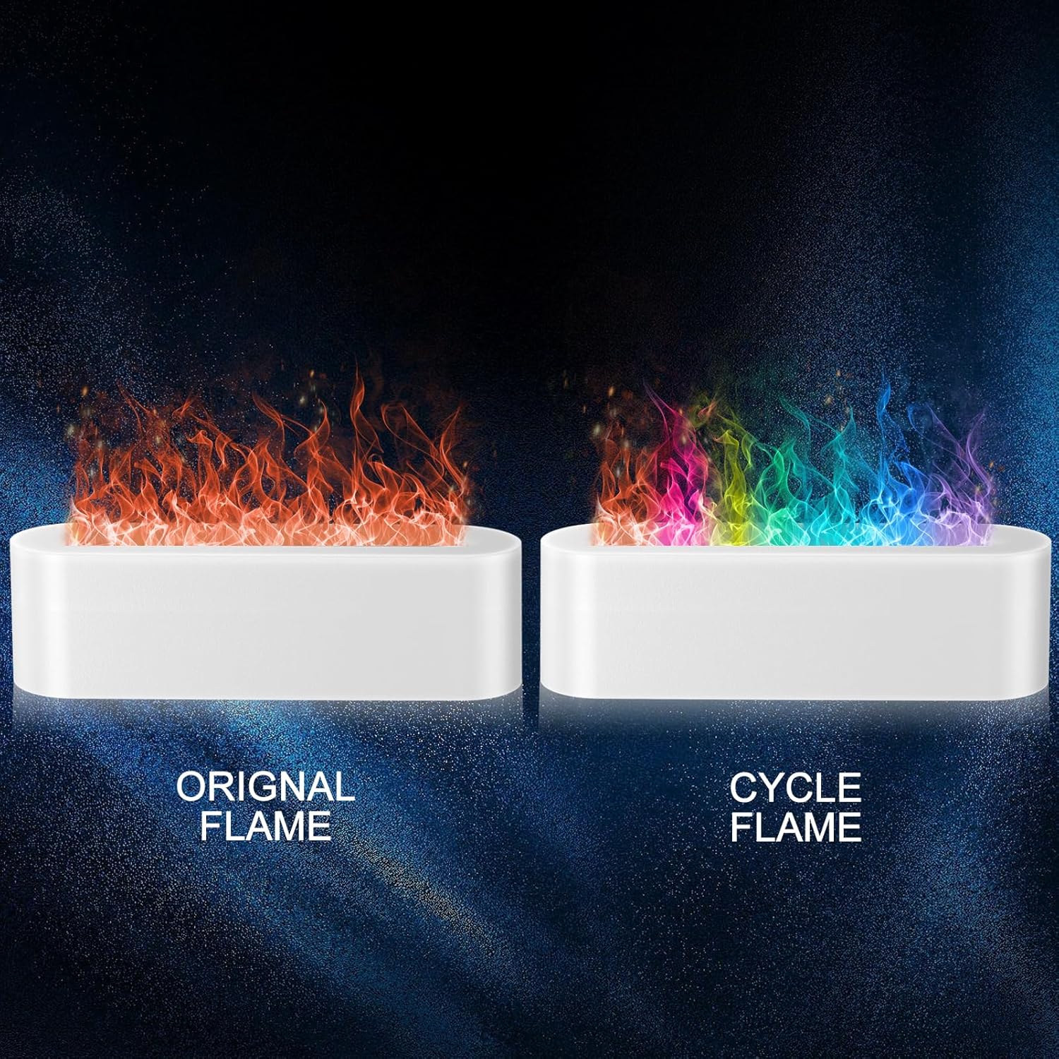 Humidificador difusor, aceites esenciales de aroma de llama y fuego, 7 colores, difusores de aromaterapia para dormitorio, habitación grande, ultra