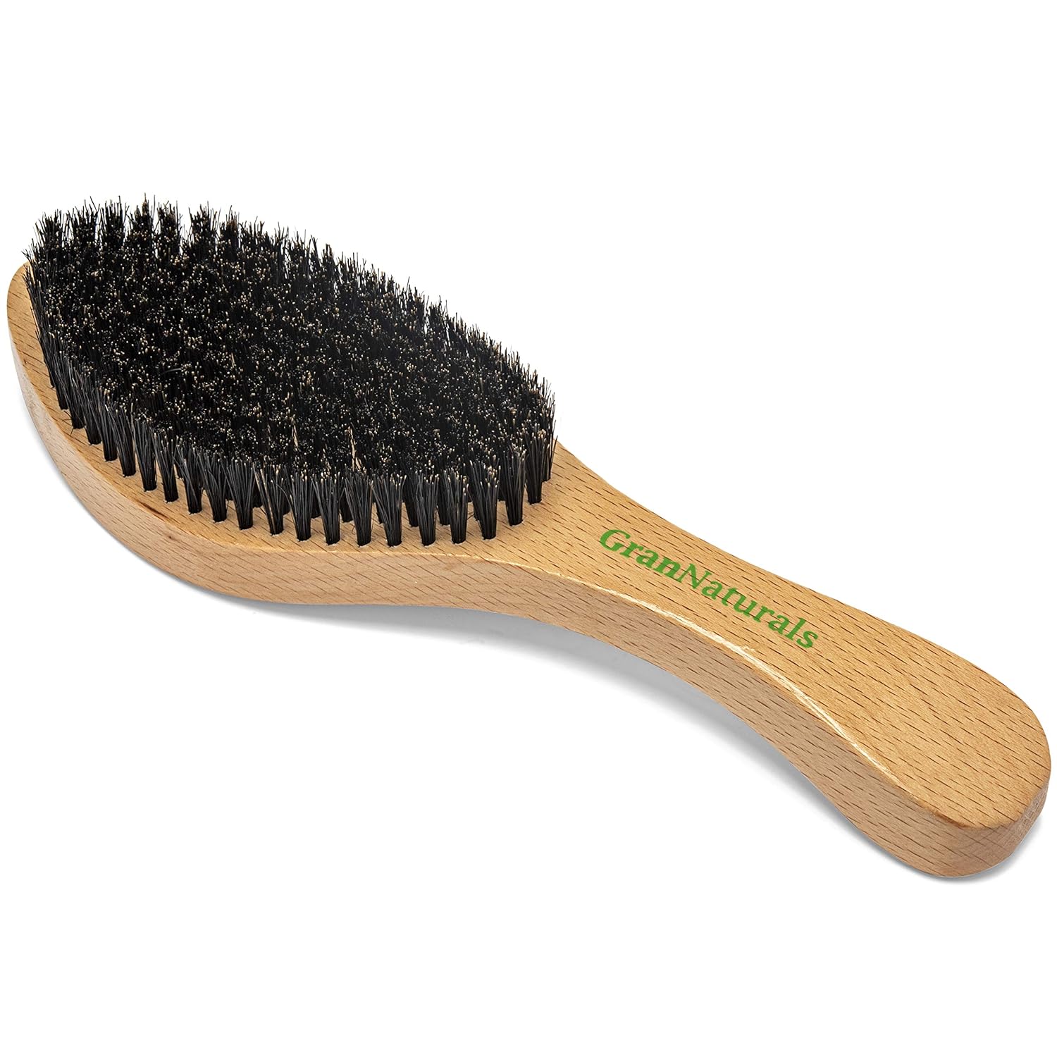 GranNaturals Cepillo de onda media y cepillo alisador para el cabello, cepillo de cerdas de jabalí curvadas para 360 ondas y cepillo de espalda lisa