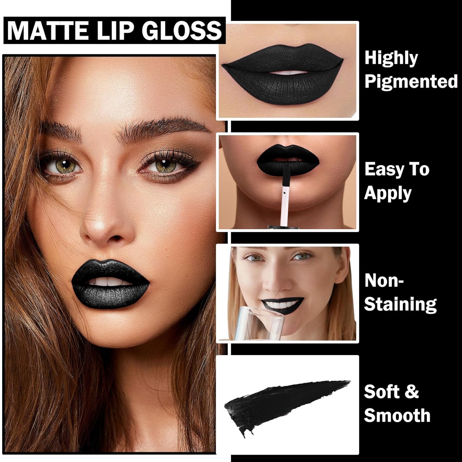 CAHIUYOA Juego de 2 delineadores de labios de color vampiro, rojo mate, lápiz labial líquido rojo, brillo de labios, tinte de labios, resistente al