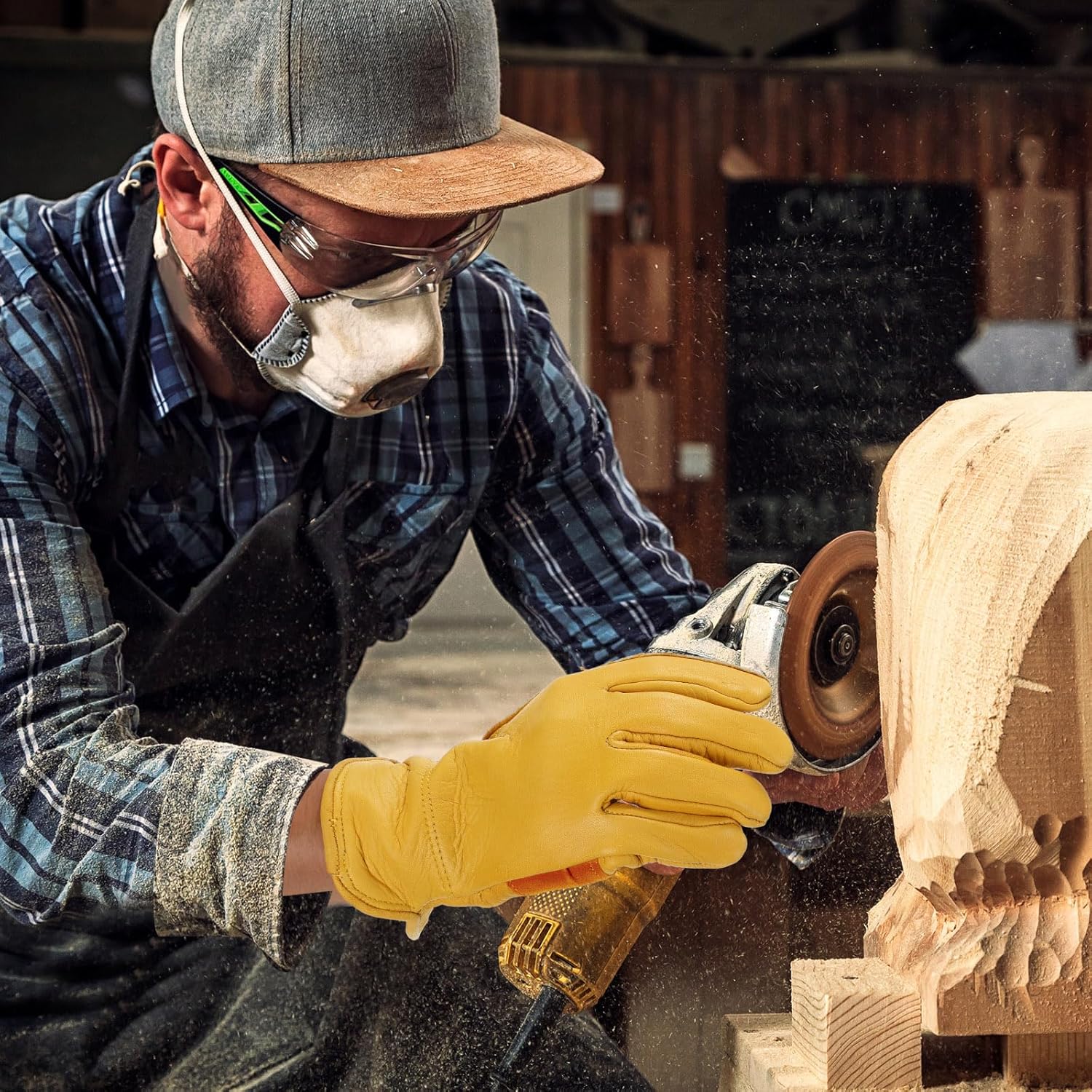 16 pares de guantes de cuero de vaca a granel para hombres, guantes de cuero de jardinería para trabajo, resistentes a cortes, construcción,
