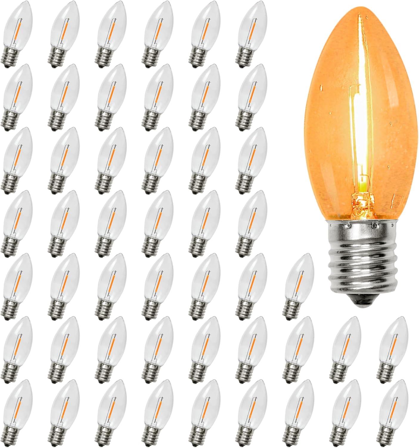 C9 – Bombillas LED de repuesto para camino de Navidad, para interiores y exteriores, 0.6 W equivalente a 7 W, blanco cálido 2200 K, base E17