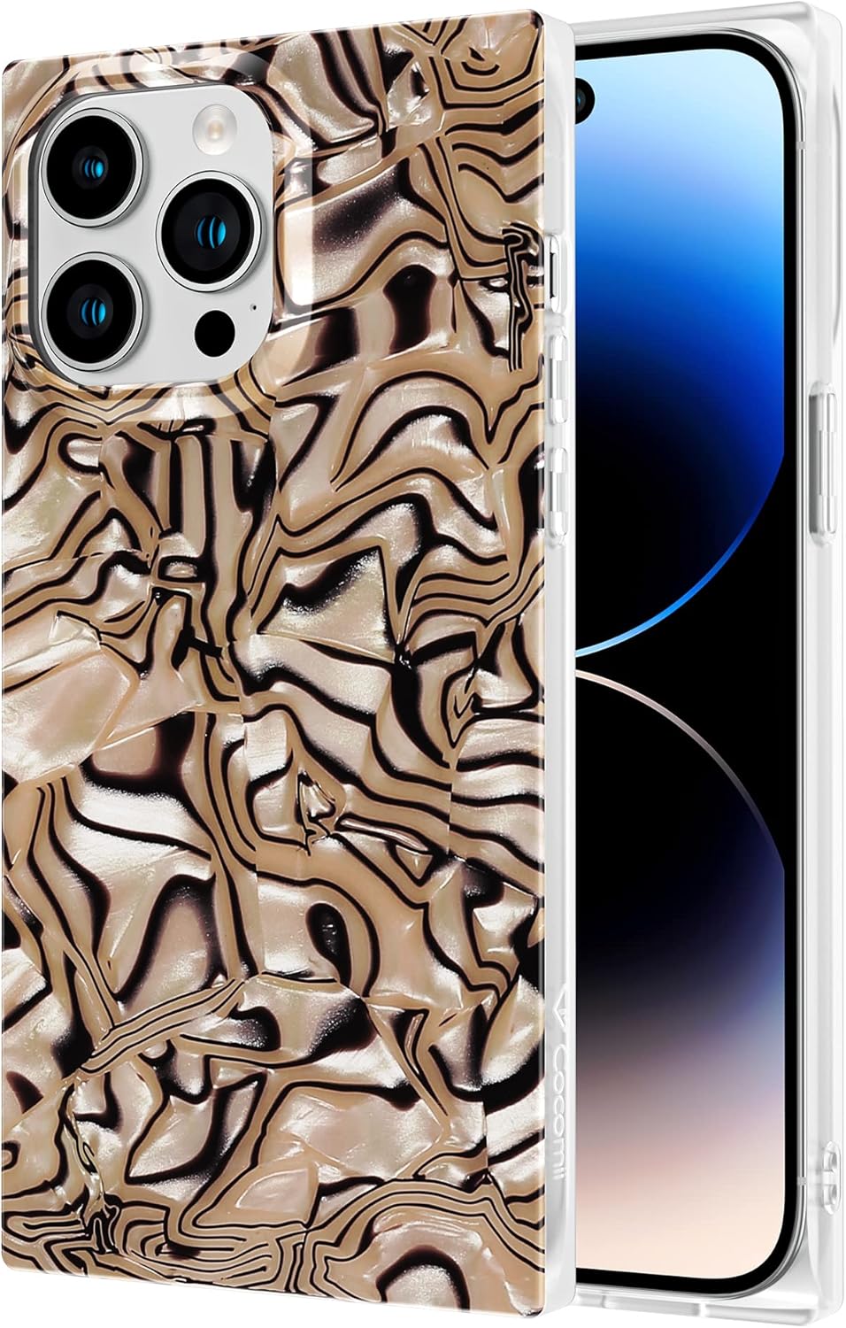 COCOMII Funda cuadrada compatible con iPhone 11 Pro Max, lujosa, delgada, brillante, perla opalescente, purpurina iridiscente, fácil de sostener,