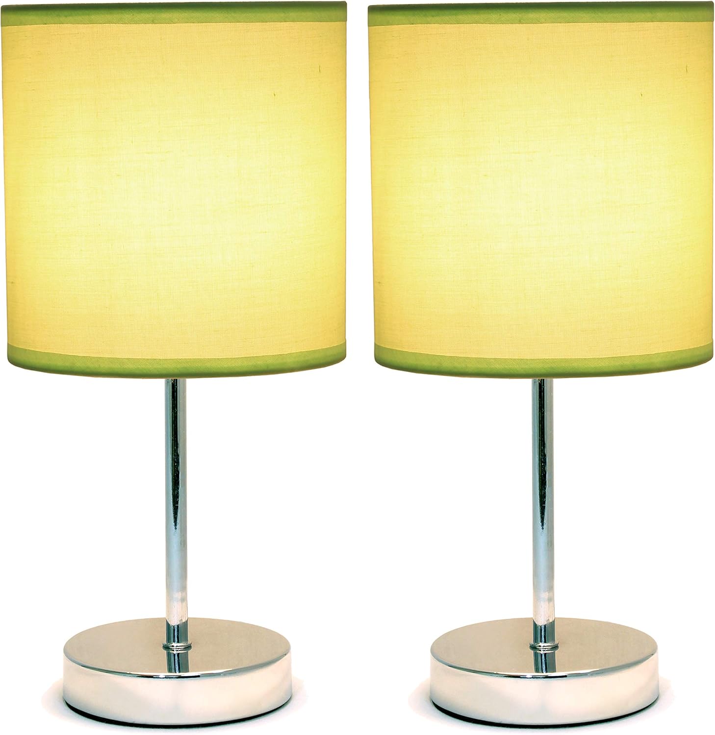 Simple Designs LT2007-GRN – Mini lámpara de mesa básica cromada con pantalla de tela, verde