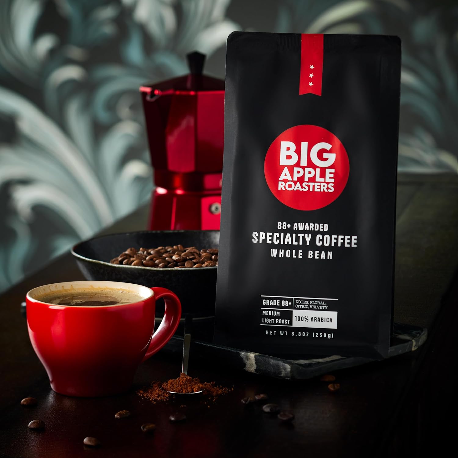 Big Apple Roasters 88+ Café especial galardonado  Café bajo en ácido  Grano entero  Café brasileño  Tostado ligero medio  Peso neto 8.8 onzas