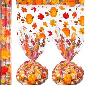 Papel de regalo de celofán de otoño, 100 x 16 pulgadas, 2.5 mil de grosor, rollo de envoltura de celofán transparente con temática de otoño, Papel de regalo de celofán de otoño, 100 x 16 pulgadas, 2.5 mil de grosor, rollo de envoltura de celofán transparente con temática de otoño,