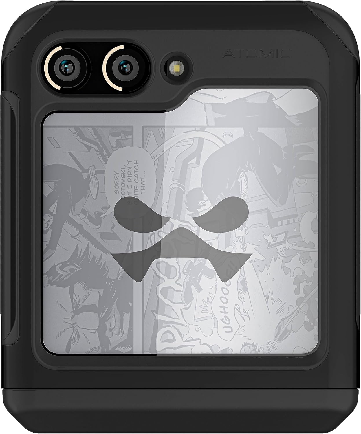 Ghostek ATOMIC – Funda delgada para Galaxy Z Flip5 transparente con parachoques de metal de aluminio negro de primera calidad, resistente,