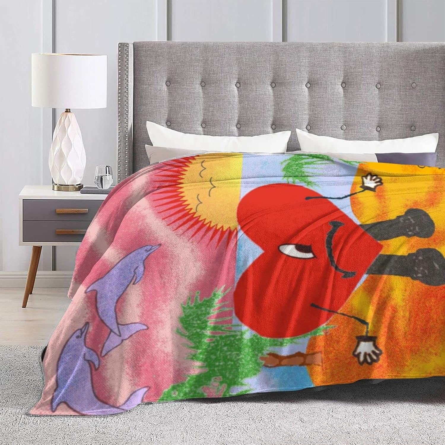 Manta de Bad Bad, manta de cama suave y cálida para sofá cama para todas las estaciones, súper suave y cómoda manta de franela de lujo