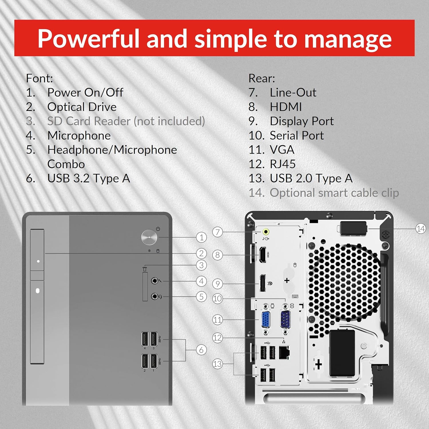 Lenovo V50t Gen 2 Business Tower – Escritorio con Intel Core i5-10400, 16 GB RAM DDR4, SSD PCIe M.2 de 512 GB, sin Wi-Fi, DVD-RW, puerto de