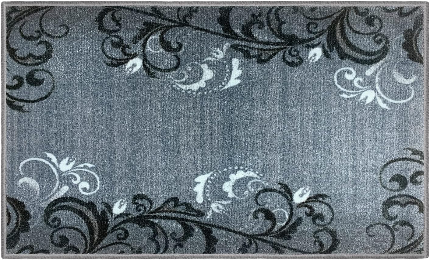 House, Home and More Alfombra antideslizante para interiores  Pergamino elegante  Gris plateado  2 pies x 3 pies