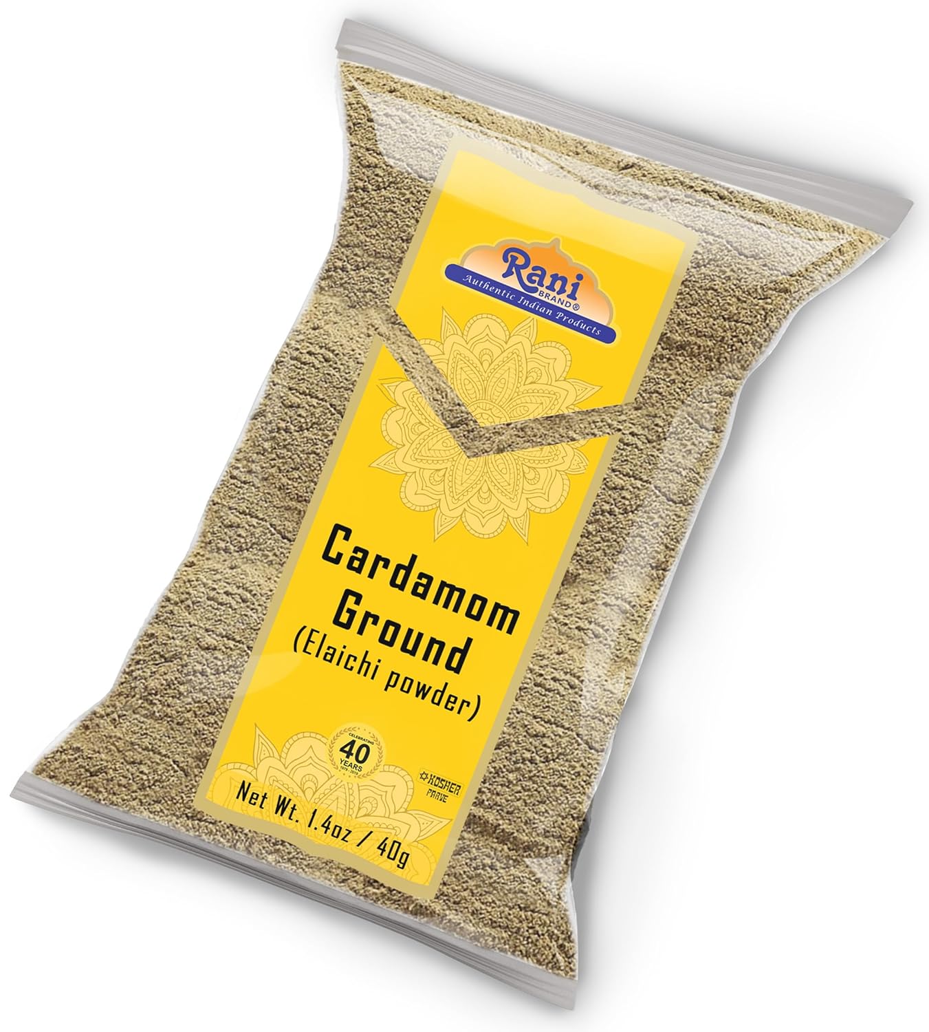 Rani Cardamomo (Elachi) Molido, especia india en polvo, 1.4 oz (40 g)  Todo natural  Sin color añadido  Apto para gluten  Vegano  Sin OMG  Sin sal