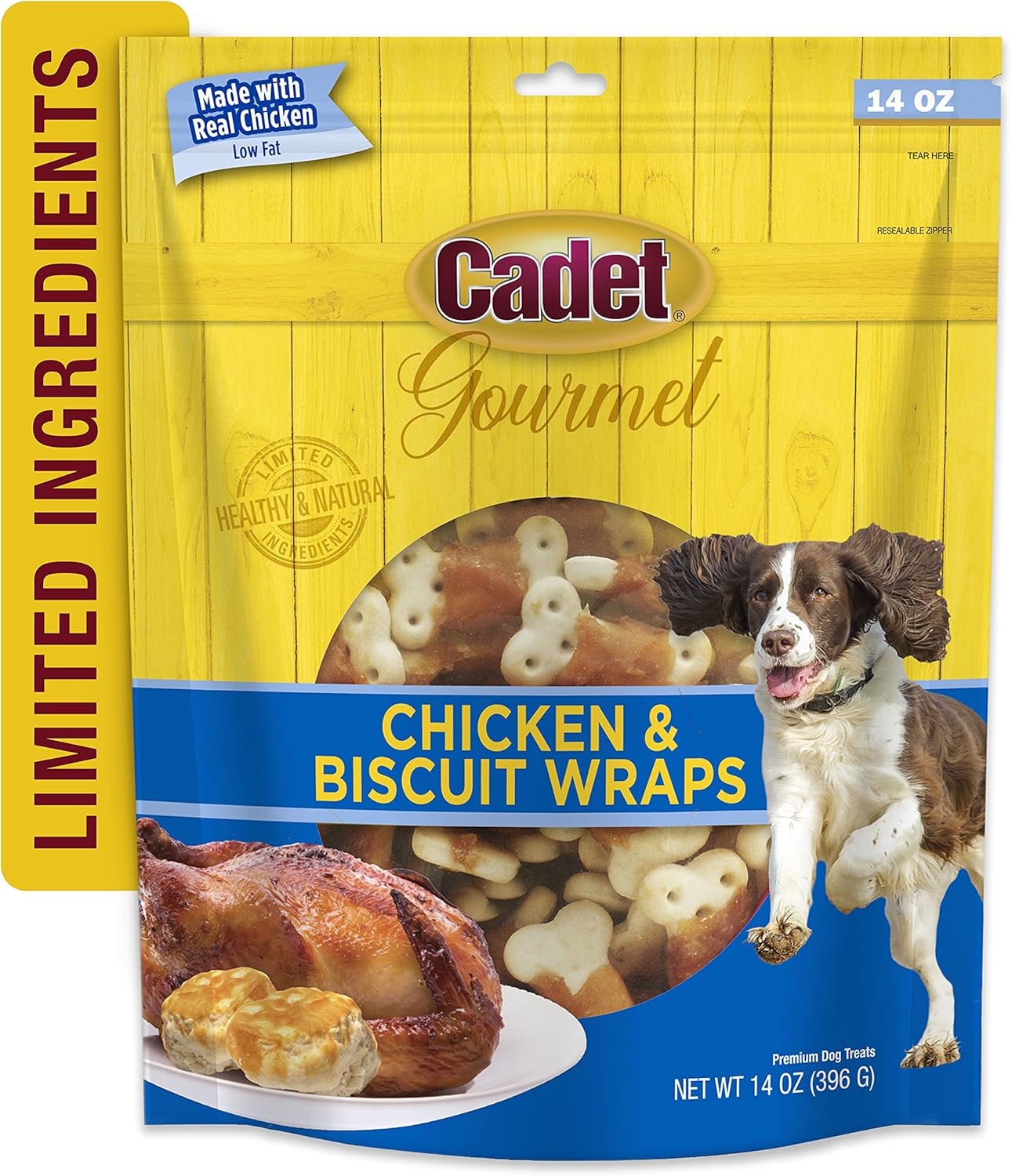 Cadet Envolturas gourmet de galletas envueltas en pollo para perros, 14 onzas