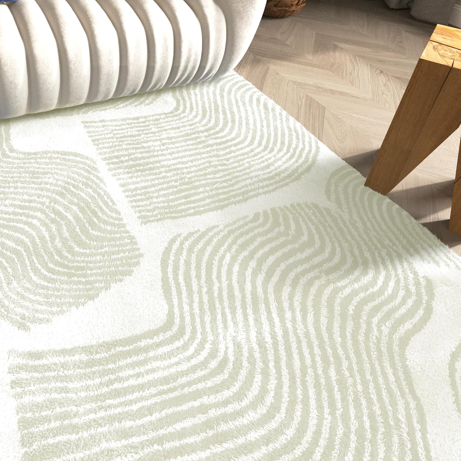 Zen Garden – Alfombra ultrasuave de 4 x 6 pies, antideslizante, resistente a las manchas, alfombra de área lavable para sala de estar, alfombra para