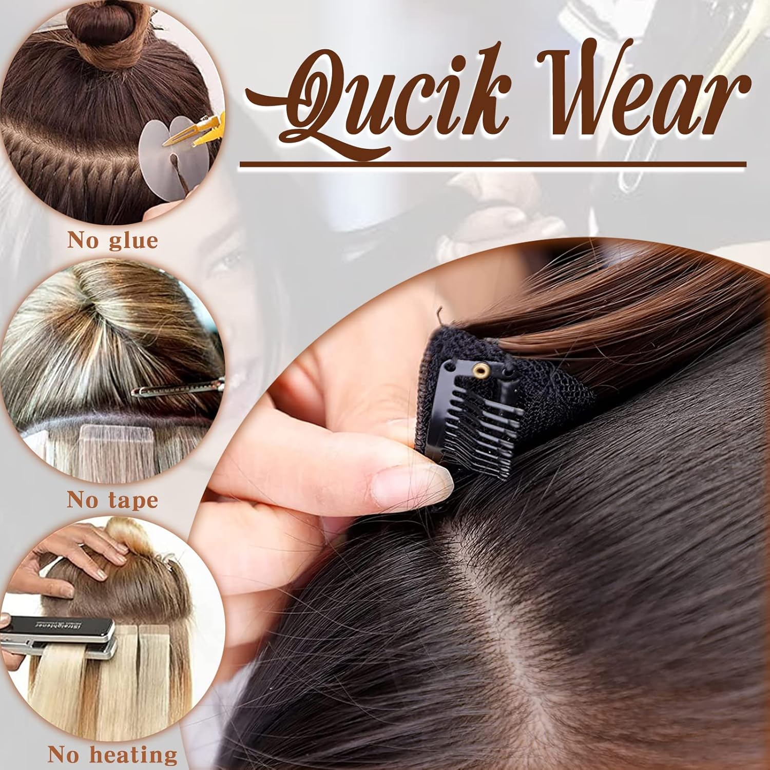 Dorsanee Extensiones de cabello con pinzas, extensiones de cabello color jengibre, 20 pulgadas, 4 piezas, extensiones de cabello sintético largo