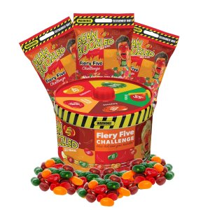 Ultimate Spicy Jelly Bean Challenge and Spinner Tin, cinco caramelos masticables extremadamente calientes con 3 bolsas de caramelo de repuesto, Ultimate Spicy Jelly Bean Challenge and Spinner Tin, cinco caramelos masticables extremadamente calientes con 3 bolsas de caramelo de repuesto,
