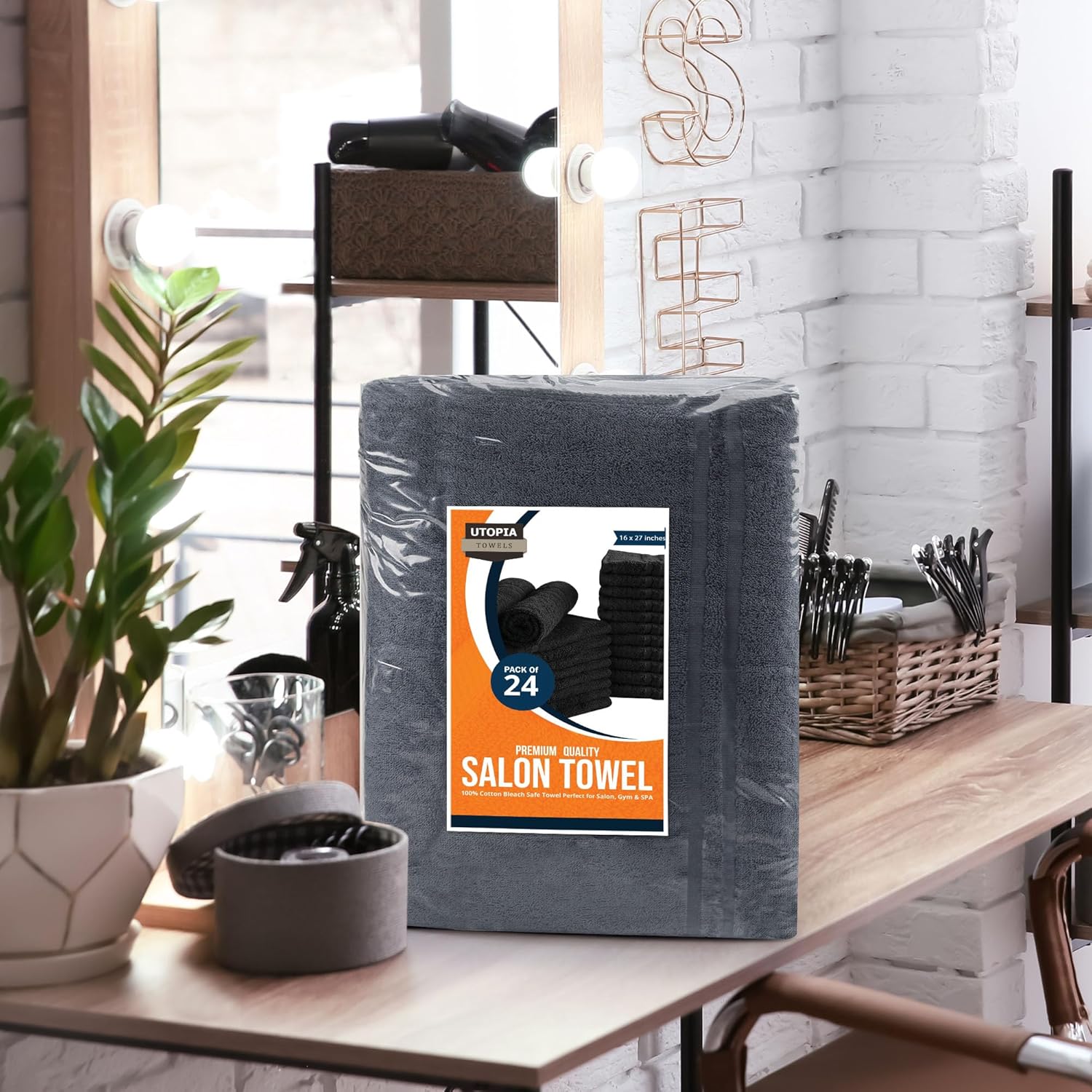 Utopia Towels Toallas de algodón a prueba de blanqueador (16 x 27 pulgadas)  Toalla de mano de gimnasio segura con blanqueador (paquete de 24, gris