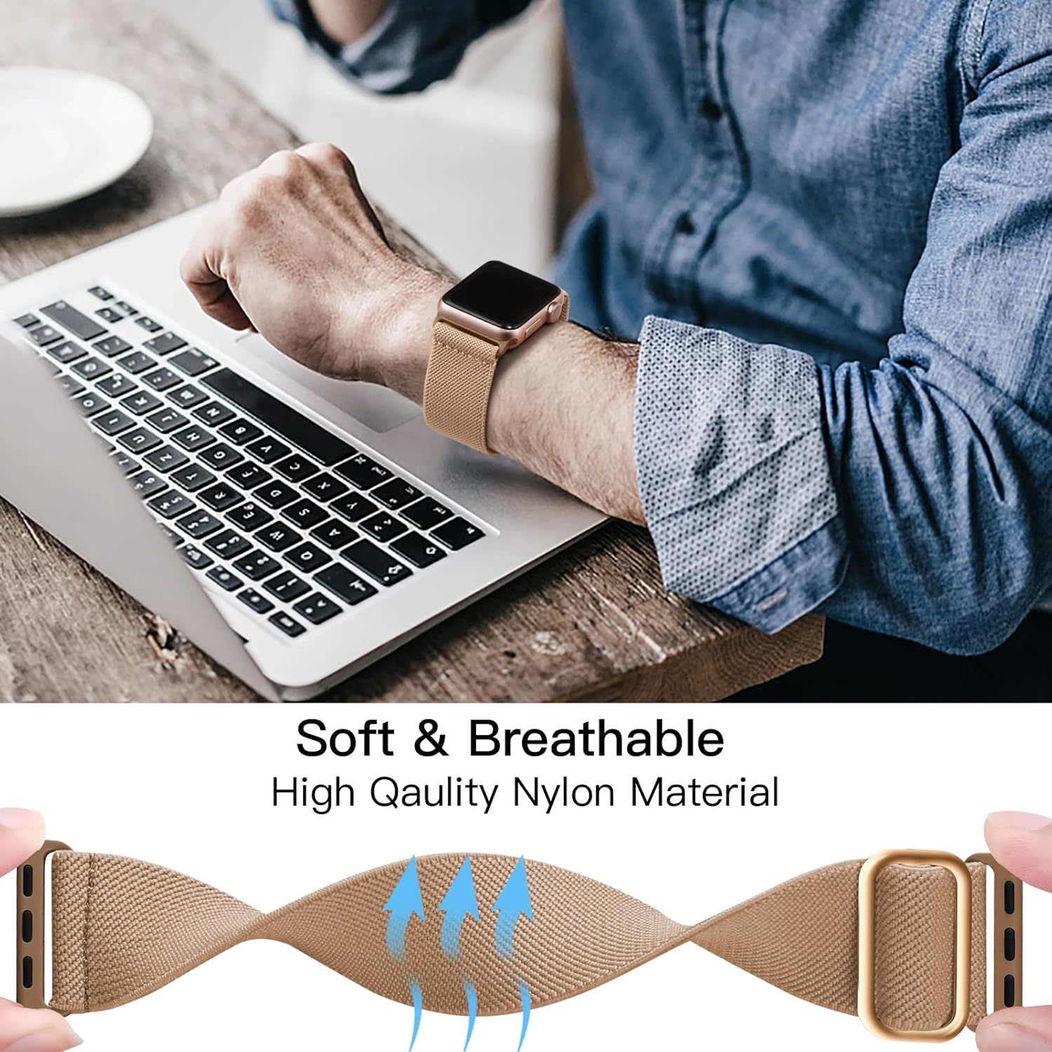 Lerobo Correa trenzada compatible con Apple Watch Series 9, 8, 7, 1.772 in, 1.614 in, Ultra 2 Band de 1.929 in, Series 6 5 4 SE 1.732 in 1.575 in