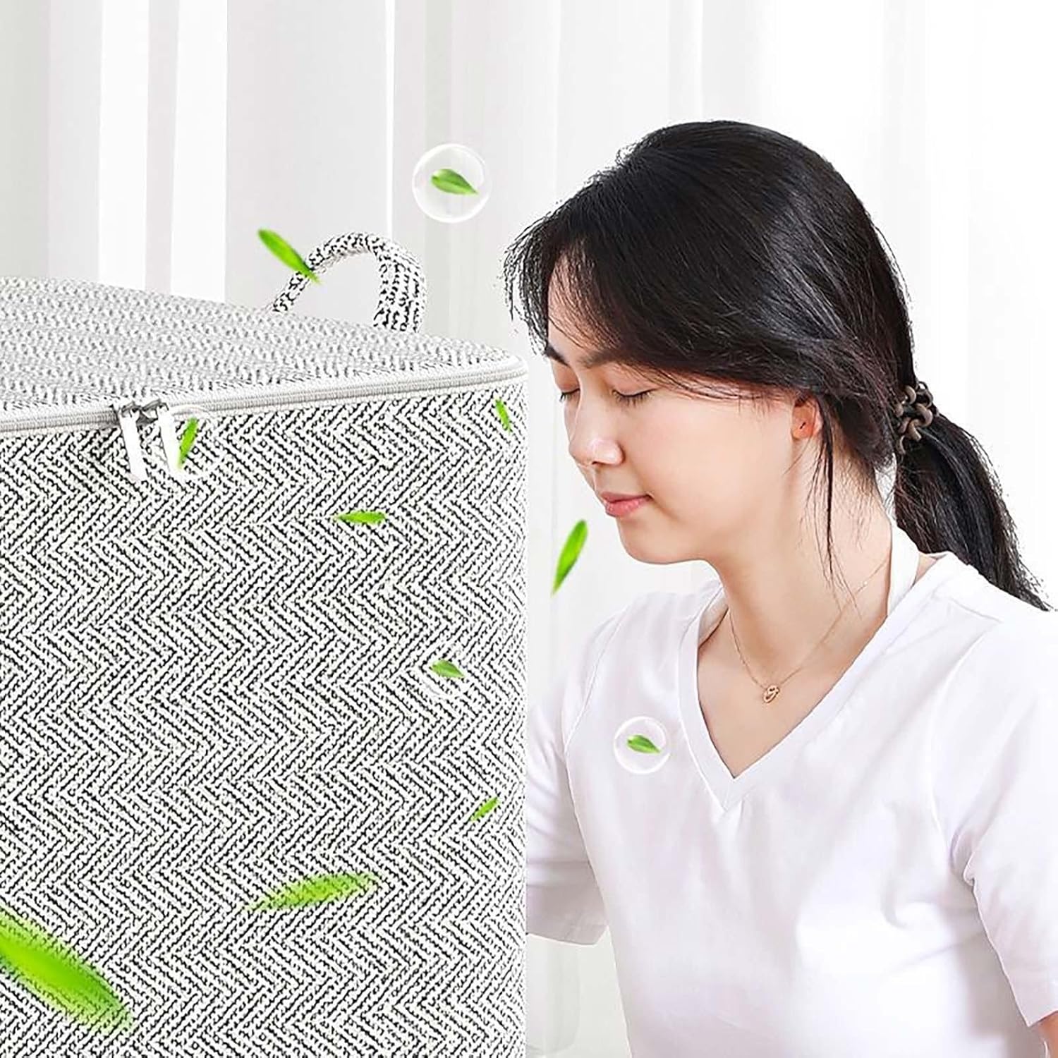 Bolsas de almacenamiento plegables con asas de transporte duraderas y cremallera, contenedores ahorradores de espacio para armario, cajas de mudanza
