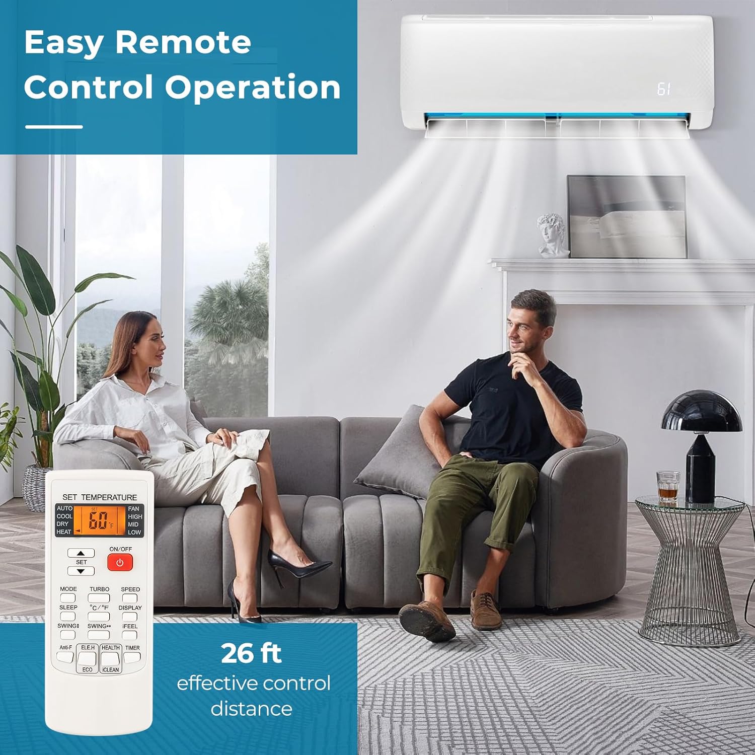 PETSITE Mini sistema de calefacciónaire acondicionado dividido de 12,000 BTU, inversor sin conductos SEER2 con bomba de calor precargada, mini split