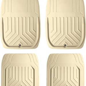 FH Group Alfombrillas de piel sintética para platos profundos, color beige, ajuste universal, juego de 4, tapetes de automóvil recortados para la FH Group Alfombrillas de piel sintética para platos profundos, color beige, ajuste universal, juego de 4, tapetes de automóvil recortados para la