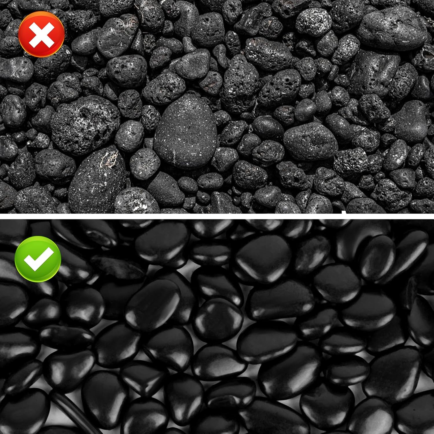 WHANLEY L&Q Rocas negras de río de 2 libras (1.5  2.5 pulgadas), rocas negras para plantas, rocas de río negro, piedras decorativas, grava de