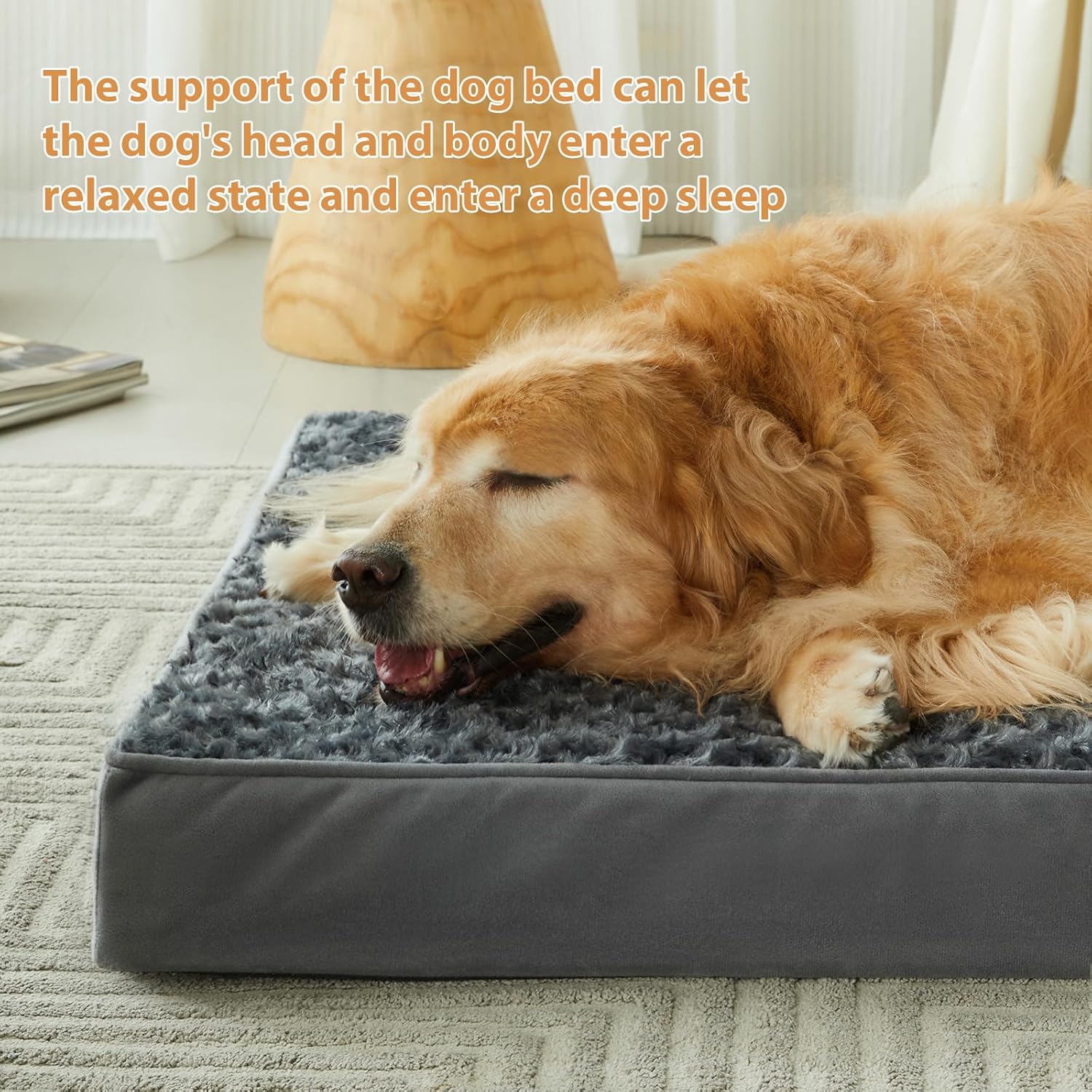 WNPETHOME Cama ortopédica grande para perros, cama para perros grandes con caja de espuma de huevo, cama para mascotas con felpa suave de rosa,