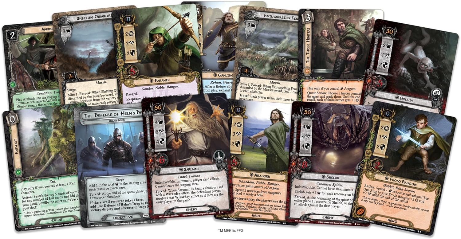 The Lord of the Rings The Card Game The Two Towers SAGA Expansion – Juego de aventura cooperativa, juego de estrategia, edades 14+, 1-4 jugadores,