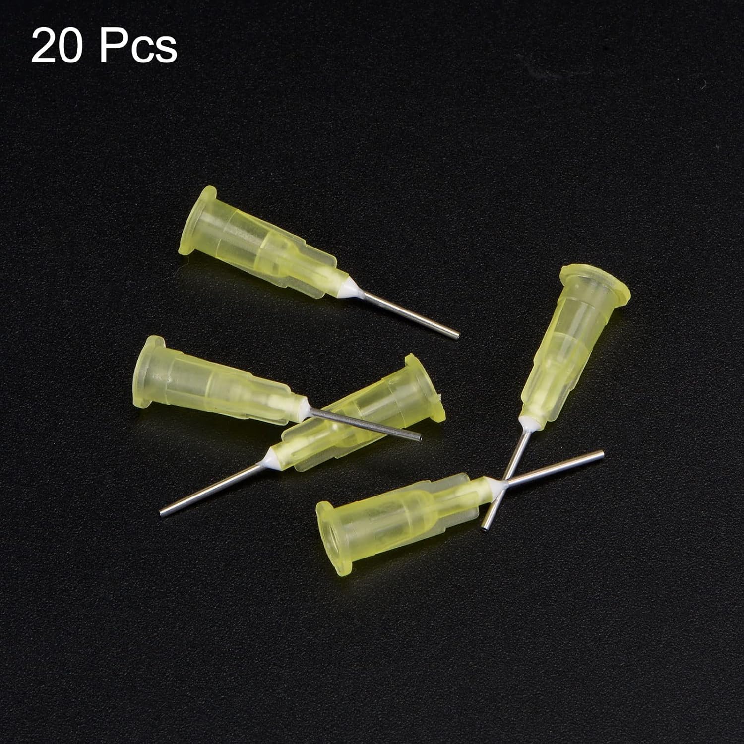 uxcell Aguja dispensadora industrial de punta roma con cerradura Luer para pistola de pegamento líquido, 0.71oz 12 pulgadas, 20 piezas (amarillo)