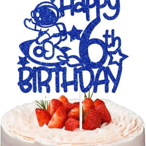 Space Happy 6th Birthday – Decoración para tartas de 6 años, decoración de fiesta de cumpleaños temática de astronautas para niños y niñas Space Happy 6th Birthday – Decoración para tartas de 6 años, decoración de fiesta de cumpleaños temática de astronautas para niños y niñas