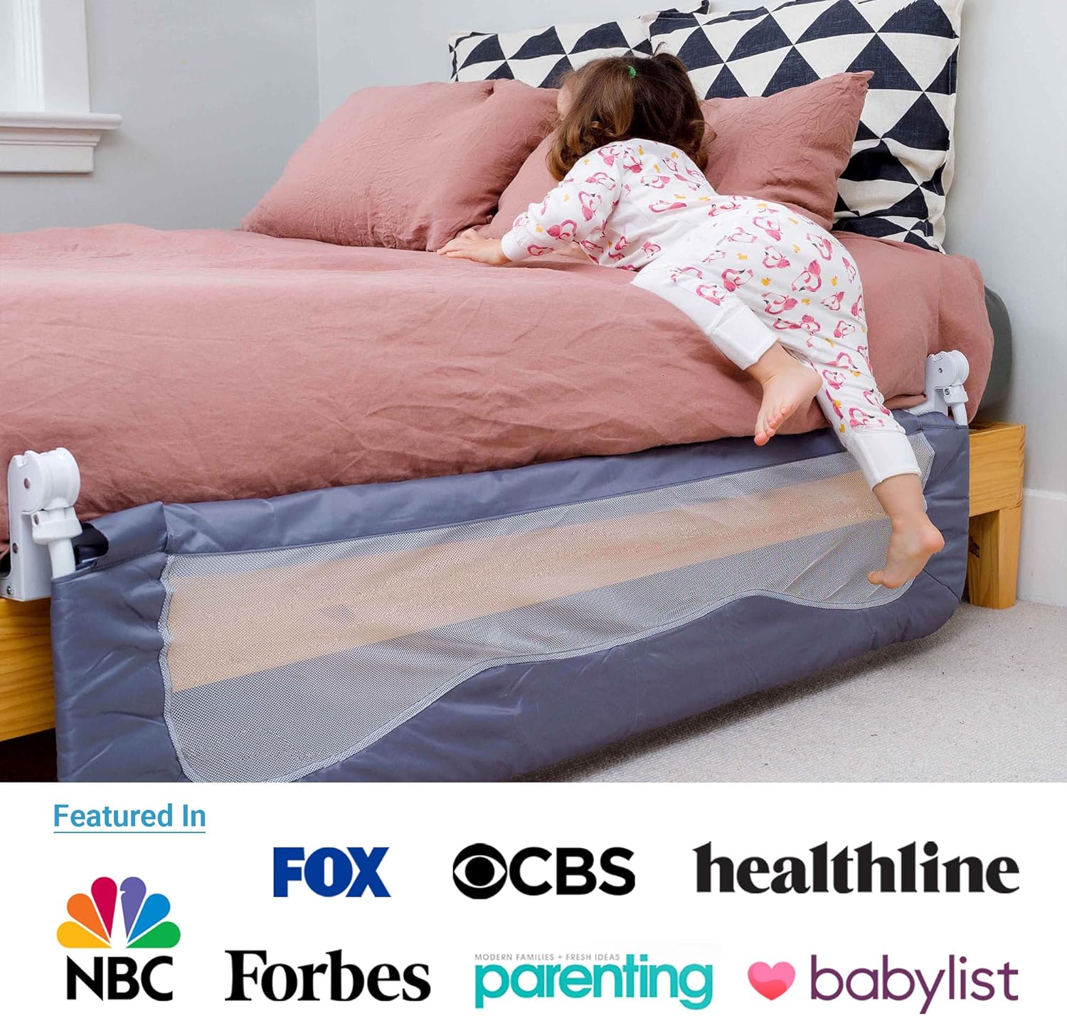 TotCraft Protector de riel de cama – Gris extra largo