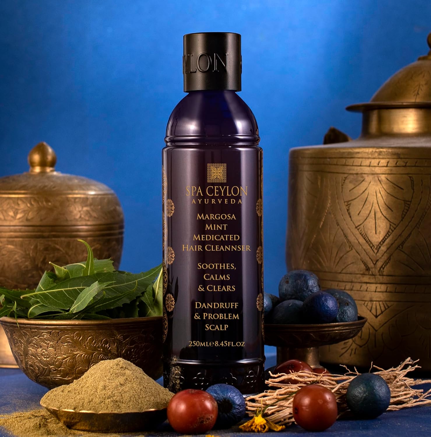 SPA CEYLON Margosa Mint – Limpiador para el cabello medicado  Fórmula potente para problemas de caspa y cuero cabelludo  Picazón  Descamación