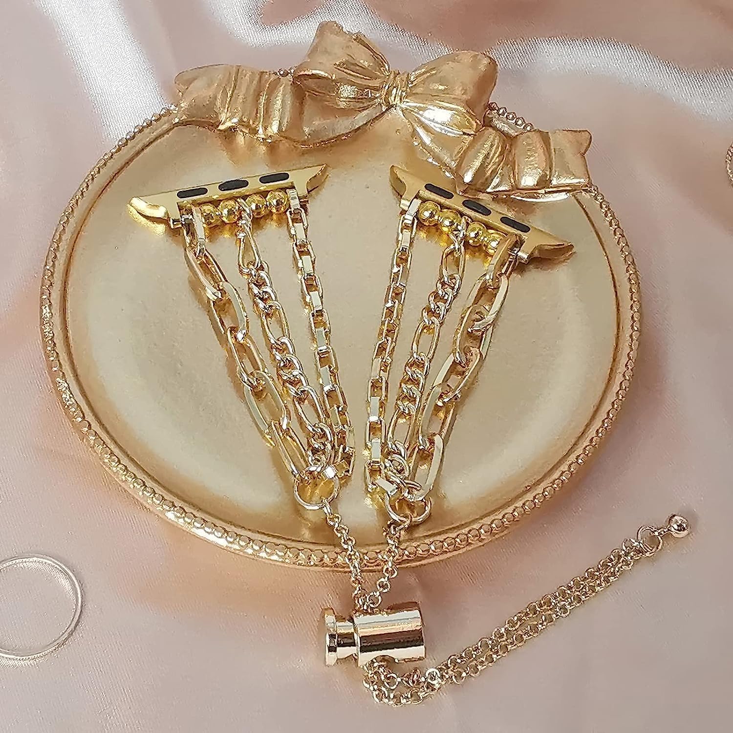 Pulsera de cadena compatible con Apple Watch con funda de TPU de 1.496 pulgadas, 1.575 pulgadas, 1.614 pulgadas, 1.654 pulgadas, 1.732 pulgadas,