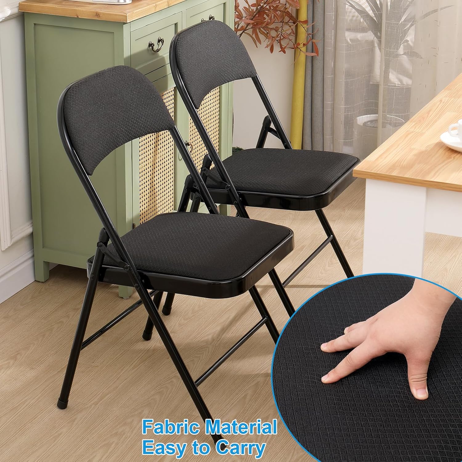 Paquete de 6 sillas plegables, juego de 6 sillas plegables de tela de metal con asientos acolchados, sillas plegables acolchadas para fiestas,