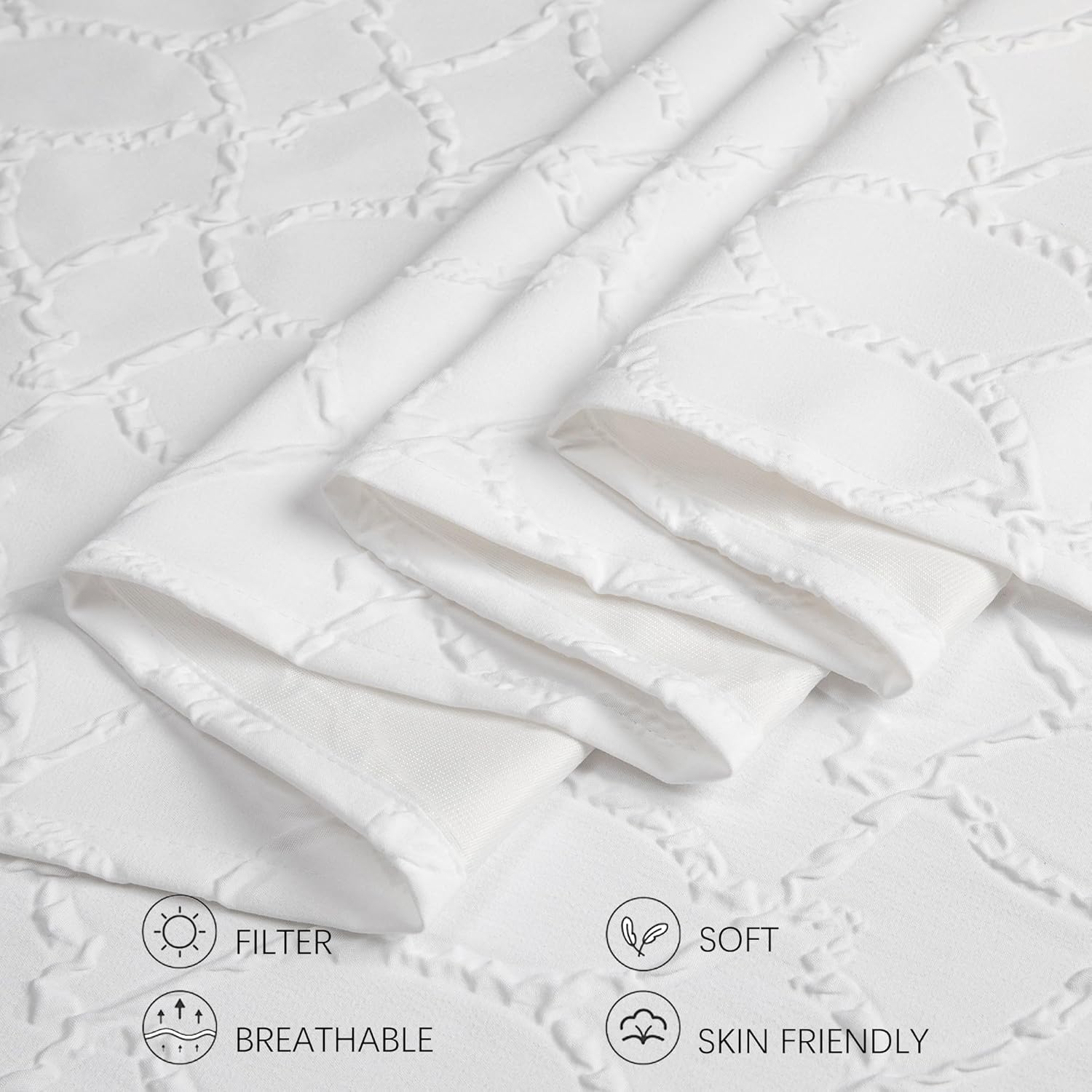 Grace – Cortinas blancas filtrantes de luz para sala de estar, juego de 2 paneles de 84 pulgadas de largo, cortinas y paneles de tela suave