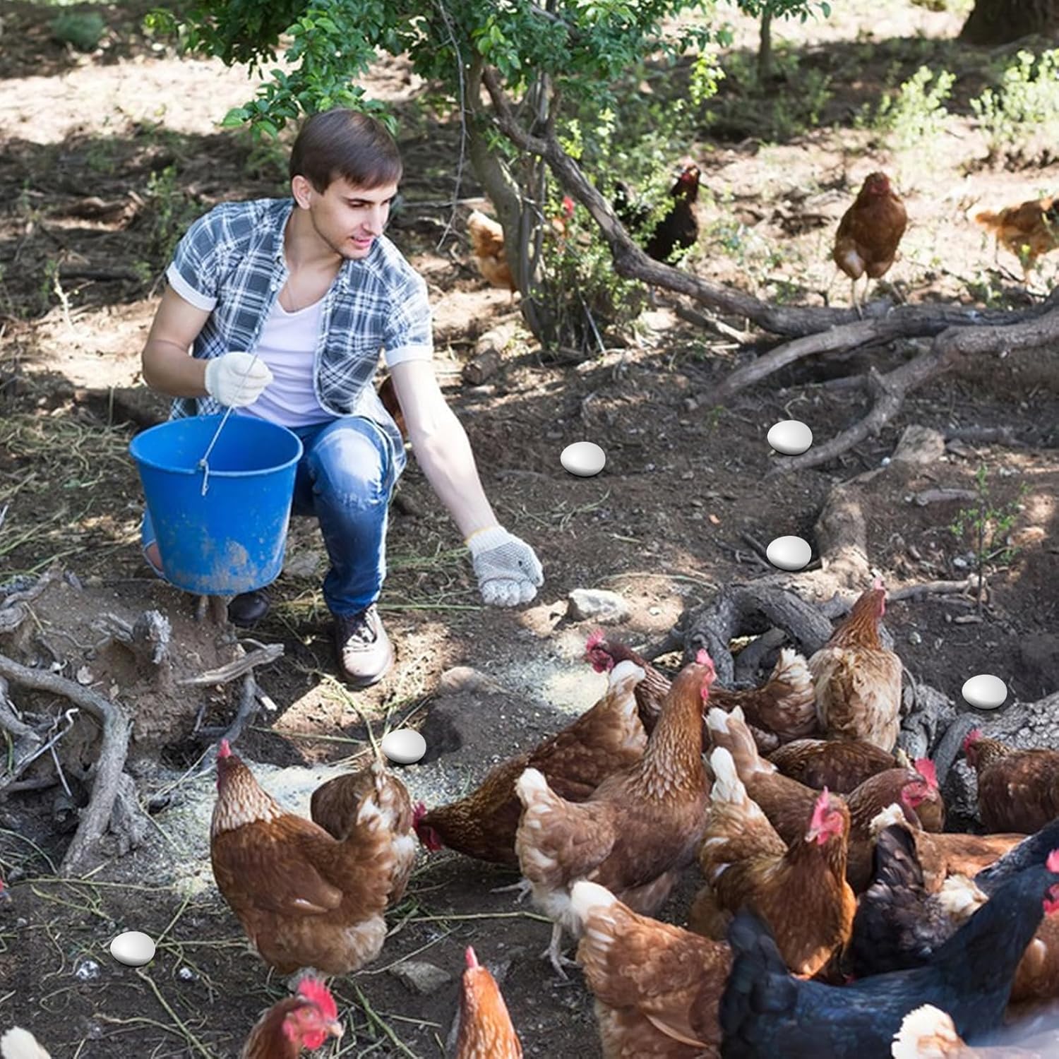 6 huevos falsos de madera, huevos de Pascua de madera blanca, juego de comida de juego de simulación de cocina, juguetes de cocina para niños,