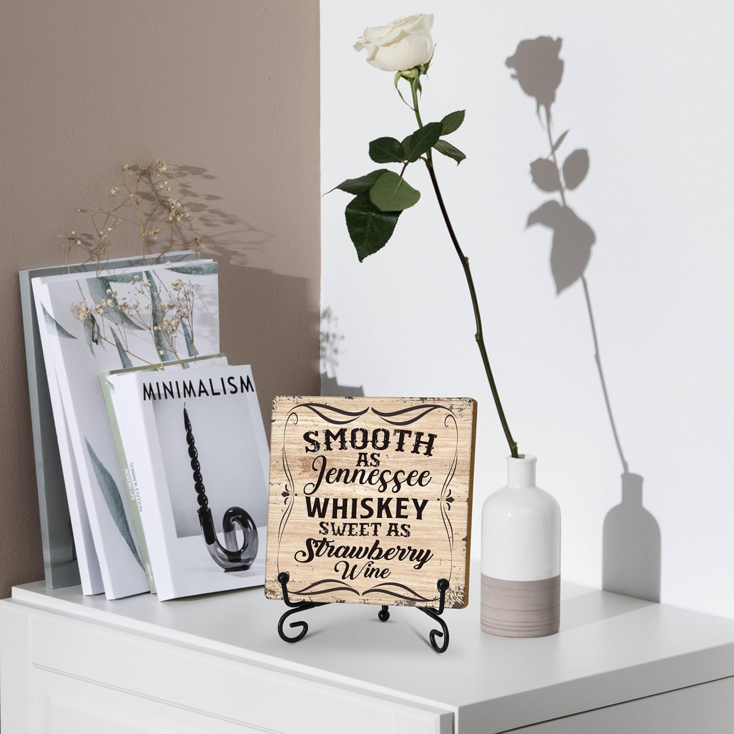 Smooth As Tennessee Whiskey Sweet As Strawberry Wine Sign, letrero de barra de café, decoración retro country occidental, regalo para amantes del
