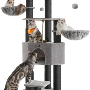 Feandrea Árbol para gatos grandes, torre para gatos de alta resistencia de 63 pulgadas con almohadillas de autocalentamiento, 2 autoarregladores, 9 Feandrea Árbol para gatos grandes, torre para gatos de alta resistencia de 63 pulgadas con almohadillas de autocalentamiento, 2 autoarregladores, 9