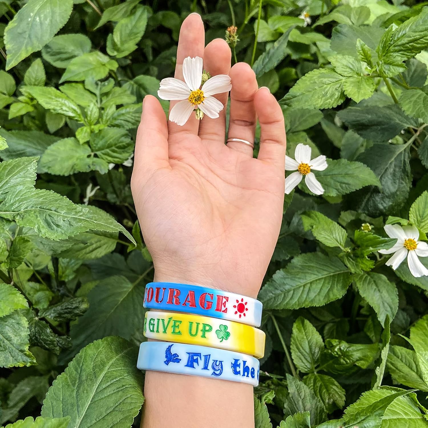 CYCLUSIVE 50 pulseras de silicona personalizadas para motivación, recuerdos de fiesta, eventos, cumpleaños, conciencia