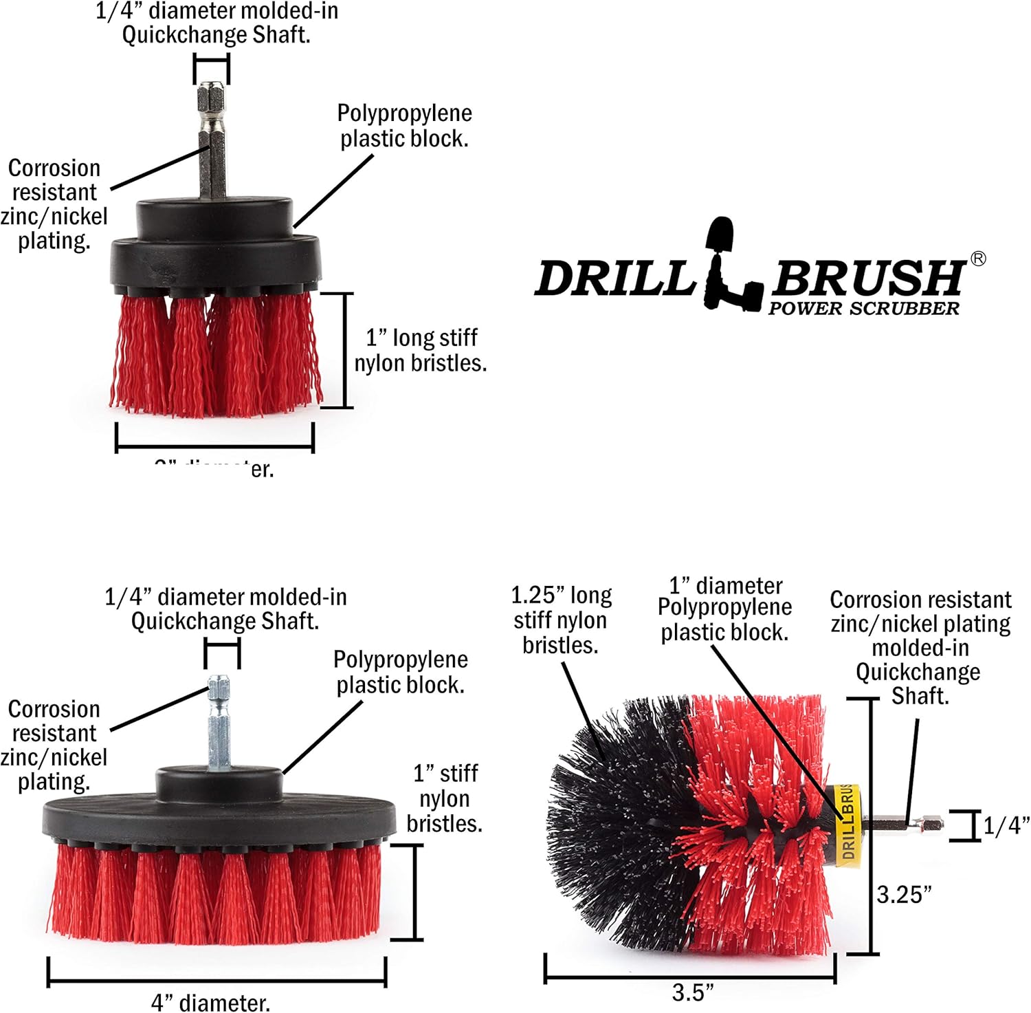 Cepillo de limpieza Drillbrush – Accesorio para cepillo de taladro – Limpieza de piedras – Cepillo de limpieza profunda – Cepillo limpiador de
